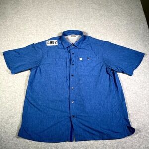 Outdoor Research Shirt Mens Large Blue Nylon Mesh Lined Collar Button Up Fishing